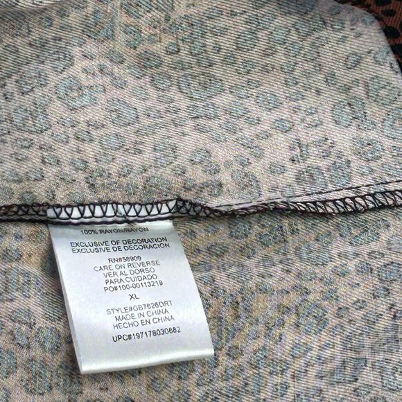 GB Lounge Dress With Topper Set Size XL Brown Black Animal Rayon Loungewear - Picture 12 of 16